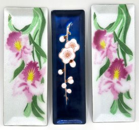 3 New Vintage Ando Cloisonne Enameled Decorative Trays, Japan