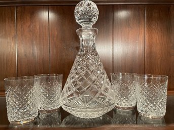 Waterford Alana Decanter With Four Tumbler Glasses.