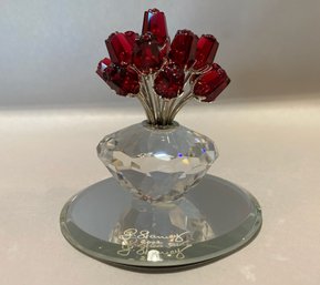 Swarovski Vase Of Roses On Signed Mirror, 2002