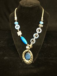 Large Blue Bead Necklace Lot