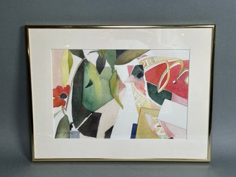 Gail T Grams Abstract Watercolor, Pencil Signed