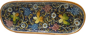 Italian Blue Grape And Floral Oval Platter (RETAIL $275)