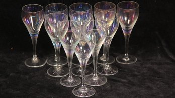 SET OF 11 IRIDESCENT CORDIAL MID CENTURY MODERN GLASSES