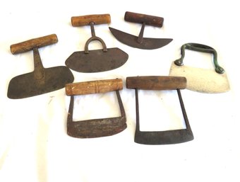 6 Antique Primitive Food Choppers Cutters Most Wood Handles