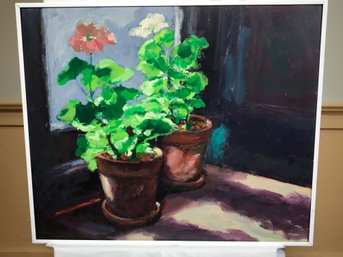 Original James Pascucci Painting - Still Life Flower Pot - Oil On Board - SKU: 9011-1067