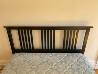 Black Stained Slatted Queen Wooden Headboard