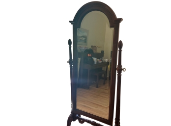 Floor Standing Full-length Swivel Mirror With Decorative Finials