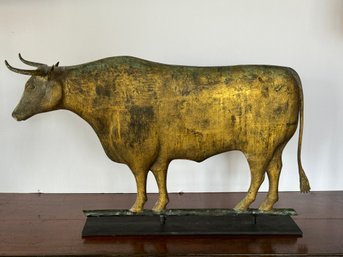 Beautiful Large 19th C American Copper & Zinc Cow Weathervane