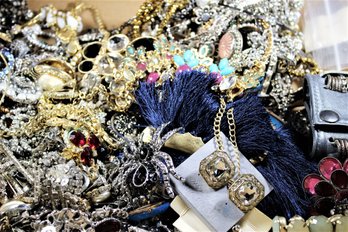 Large Lot Rhinestone Jewelry Some Wearable And Some For Crafts