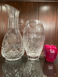 Pair Of Matching Waterford Vases. 11' Tall And 8' Tall