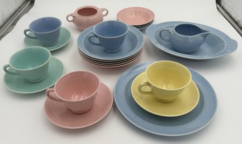 Large Grouping Of Vintage Mid Century Modern LU-RAY PASTELS  Plates, Cups/saucers, Serving Pieces