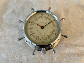 Airguide Chrome Ship's Clock, Seven Jewel Eight Day Movement