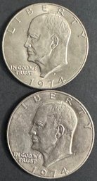 2 Eisenhower Dollars 1974, 1974-D