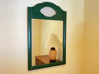 Green Painted Mirror With Metal Accent