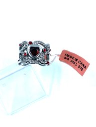 New Stock Stainless Steel Red Hearts Ring Size 9
