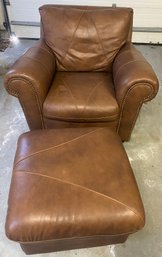 Leather Club Chair And Ottoman