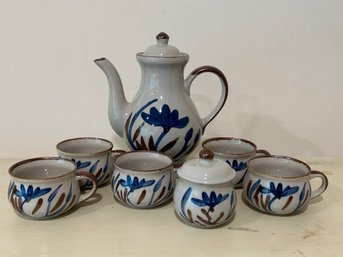 Vintage Stoneware Japanese Style Coffee/Tea Set - 7 Pieces