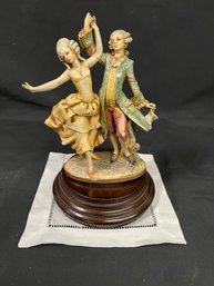 Vintage 1970'S Depose Italy 706 Musical Rotating  Victorian Dancing Figurines On Carrara Marble