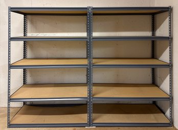(2) Heavy Duty Steel Gauge Multi-Use Storage Shelves - Requires Disassembly From Basement