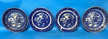 Early English With RARE Asian Pattern Blue China Lot