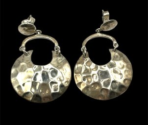 Vintage Ilaria Designer 950 Sterling Large Hammered Dangle Earrings