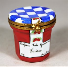 Hand Painted Limoges Patch Box Jar Of Preserves Jam