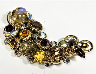 Large Vintage Colorful Rhinestone Brooch Signed WEISS