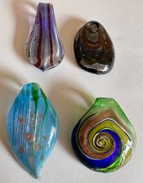 4 Art Glass Pendants