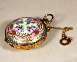 Fine Hand Painted Limoges Patch Box Pocket Watch