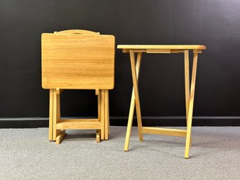 5-Piece Folding Table Set In Blonde Wood