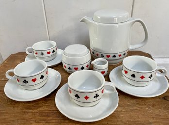 Vintage Card Player's Porcelain Coffee/tea Set - LILIEN PORCELAIN AUSTRIA