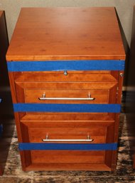 Three Drawer Wood File Cabinet On Casters - Lot 1