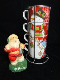 Santa Candle And Christmas Mug Set