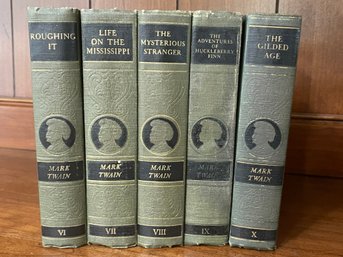 Lot Of 5 Vintage 1915 MARK TWAIN Books Harper & Brothers New York Volumes 6,7,8,9,10