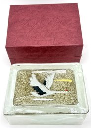 New In Box Japanese Heavy Glass Box With Flying Crane