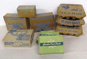 Early Cardboard Egg Cartons, Butter & Veggies