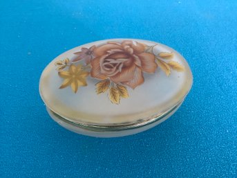 FROSTED GLASS ROSE TRINKET BOX