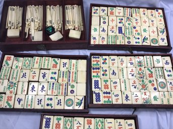 Incredible Antique Mah Jong / Mah Jongg - 148 Bamboo Top Tiles - 7 Blanks - 118 Sticks - See Listing Please
