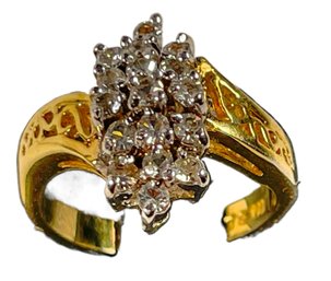 Very Fine Gold Plated Ladies Ring With White Stones 1980s