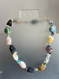 Multi-Type Tumbled Gemstone Necklace