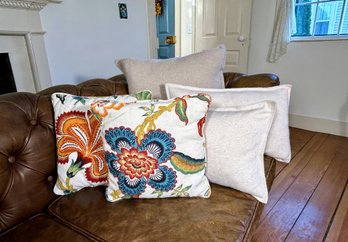 Set Of Three Restoration Hardware Cashmere And Decorative Schumacher Fabric Pillows