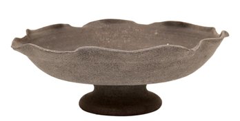 Black Clay Unglazed Fruit Footed Bowl Handmade By Artisan
