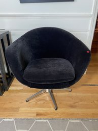 A KLOTE INTERNATIONAL WOMB CHAIR IN BLACK VELOUR