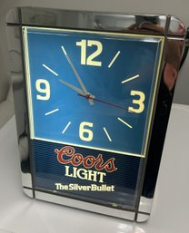 Vintage COORS LIGHT 'SILVER BULLET' Lighted Advertising Wall Clock