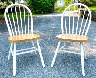 A Pair Of Oak Seated Windsor Chairs