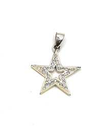 Vintage Sterling Silver Clear Stones Star Pendant