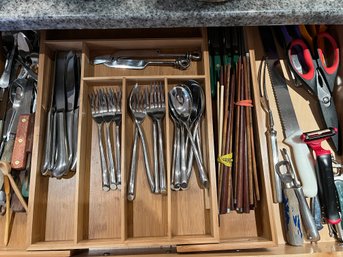 Kitchen Flatware Drawer Contents Plus Other Assorted Items