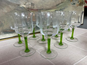 Green Stemmed Wine Glasses