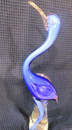 Italian Murano Cobalt Blue Bird Glass Sculpture