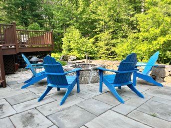 Set Of 4 Azure Adirondack Chairs By Malibu - Made In USA